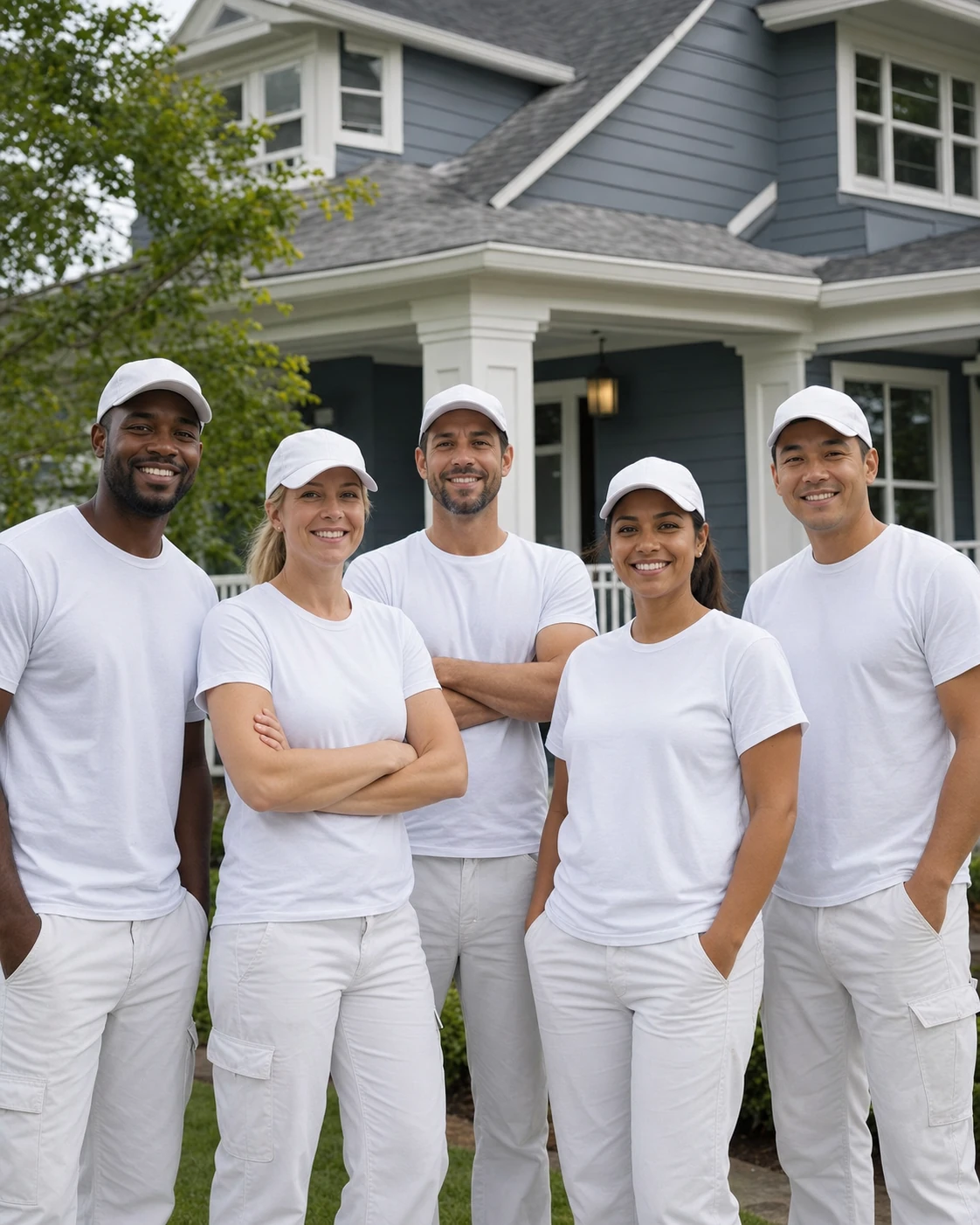 Painting Company Name crew standing outside a finished home