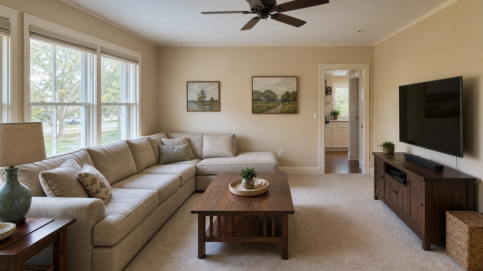 Living room before its new paint treatment